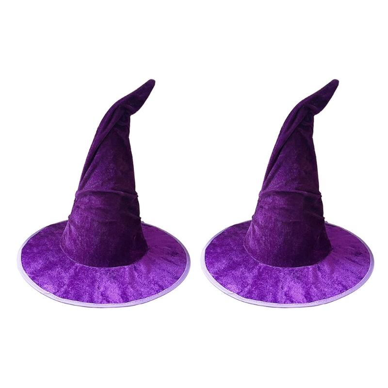 Elegant Witch Hat Soft And Nonwoven Fabric Folded Design Wizard Hat For Halloween Costumes Parties Hats 2pcs