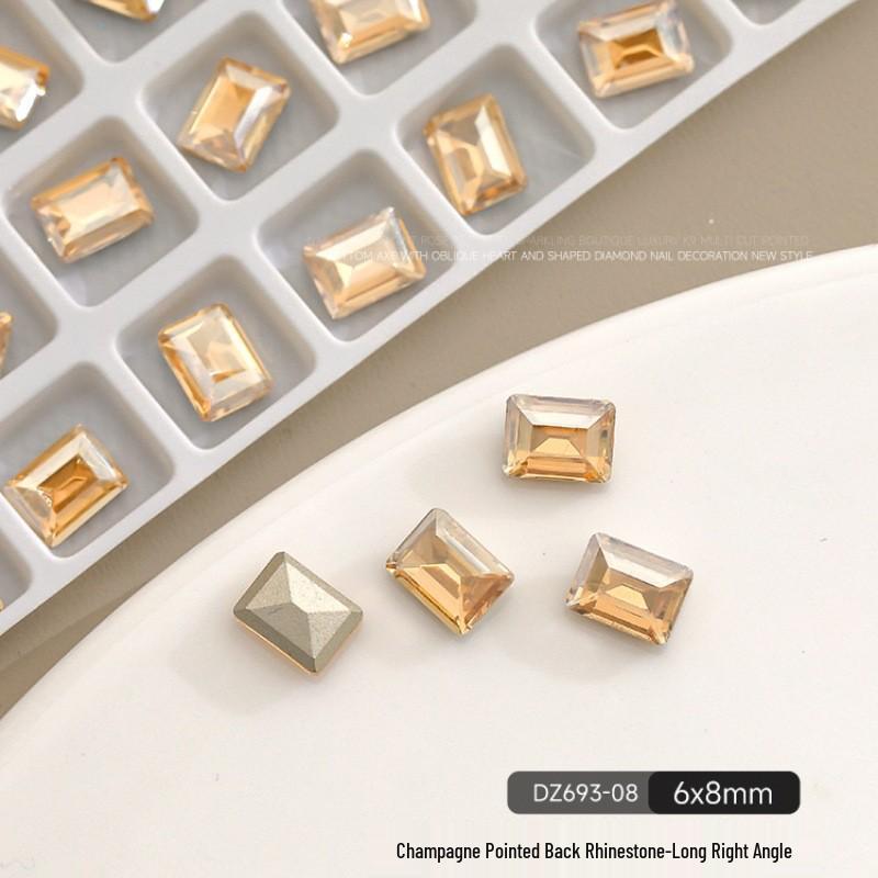 K9 Champagne Nail Art Rhinestone Jewelry - High Quality Irregular Crystal, Fat Square, Water Drop, Heart-Shaped Decorations