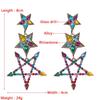 Women's Drop Alloy Strar Hollow Inlaid Color Crystal Geometric Creative Temperament High Quality Earrings
