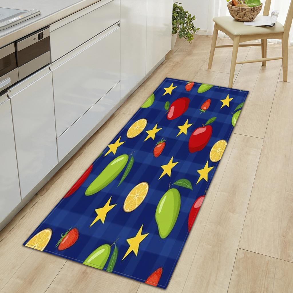 Tapete de cozinha de frutas e vegetais frescos, macio e espesso, tapete de chão de cozinha, à prova d'água, antiderrapante, à prova de óleo, tapete de chão, tapete de corredor