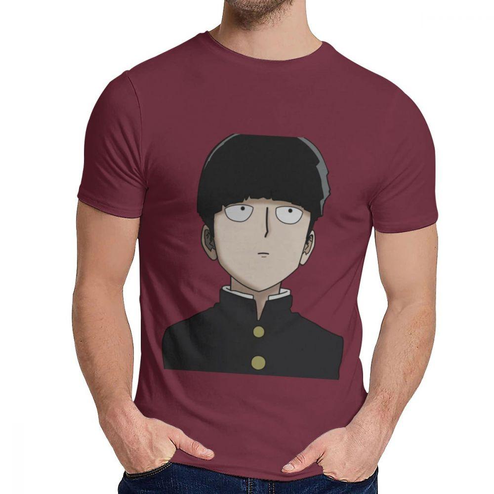 Herren T-Shirt Shigeo Kageyama Mob Psycho 100 Reine Baumwolle Oberteil Design Rundhals Harajuku Streetwear