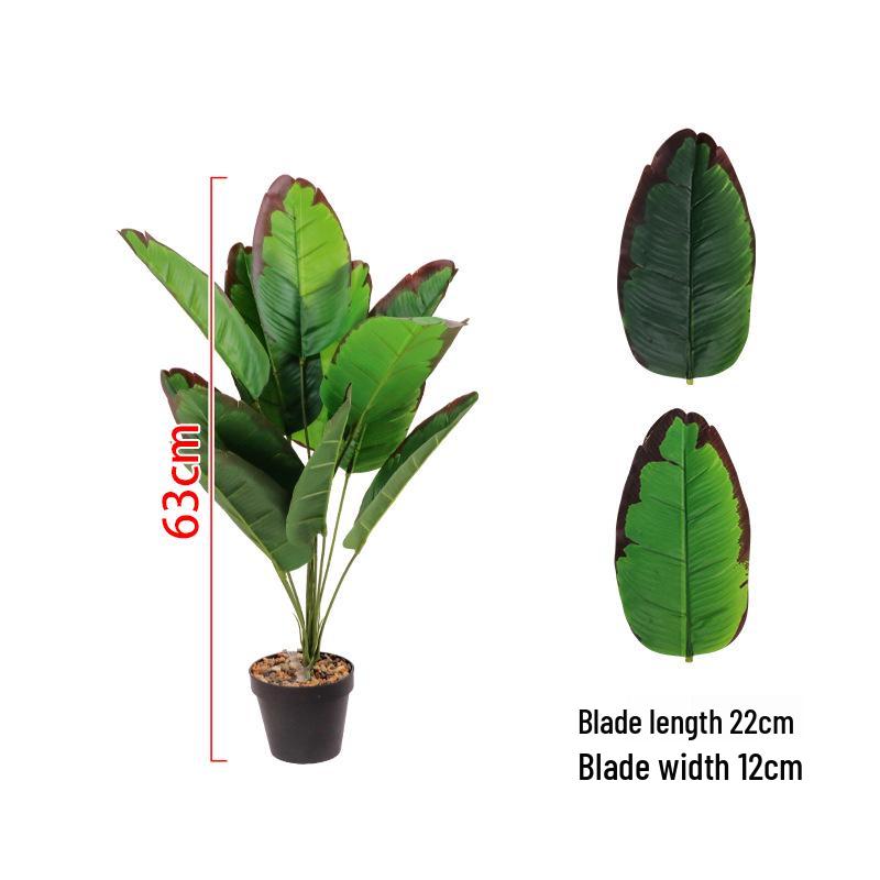 Simulation Traveler's Palm and Bird of Paradise Evergreen Large Potted Plant, 24 Heads, Indoor Floor Standing Bonsai