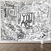 KJHL Quote You Are Wall Tapestry Black and White Inspirational Classroom Kids Tapestries Wall Hanging Motivational Positive Affi