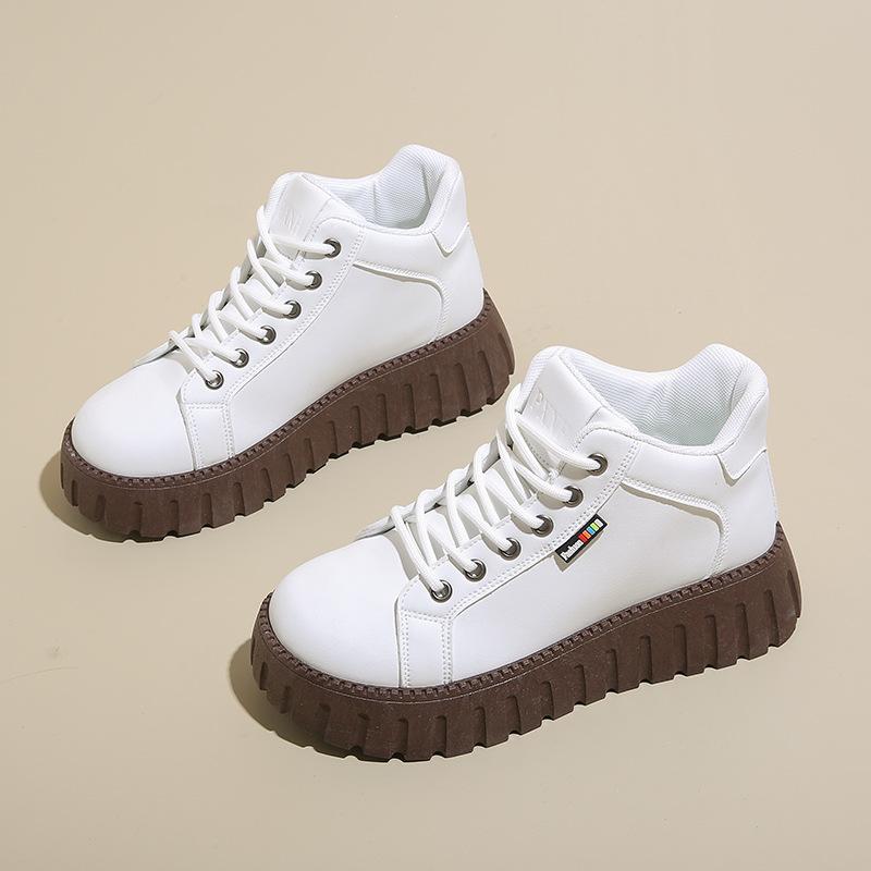 

2025 autumn new short boots ins Korean version of little white shoes female students platform high-top casual shoes leather shoes Martin boots 35