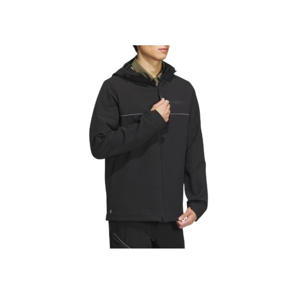 Adidas Logo Print Hooded Jacket Men Jacket Black IC7999