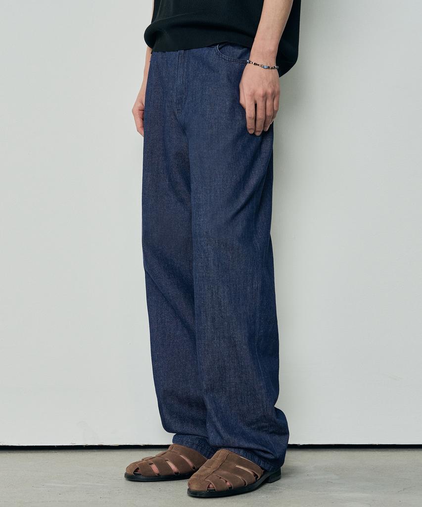 Awodeijeu Cool Linen-Like Semi-Wide Denim [Blue]