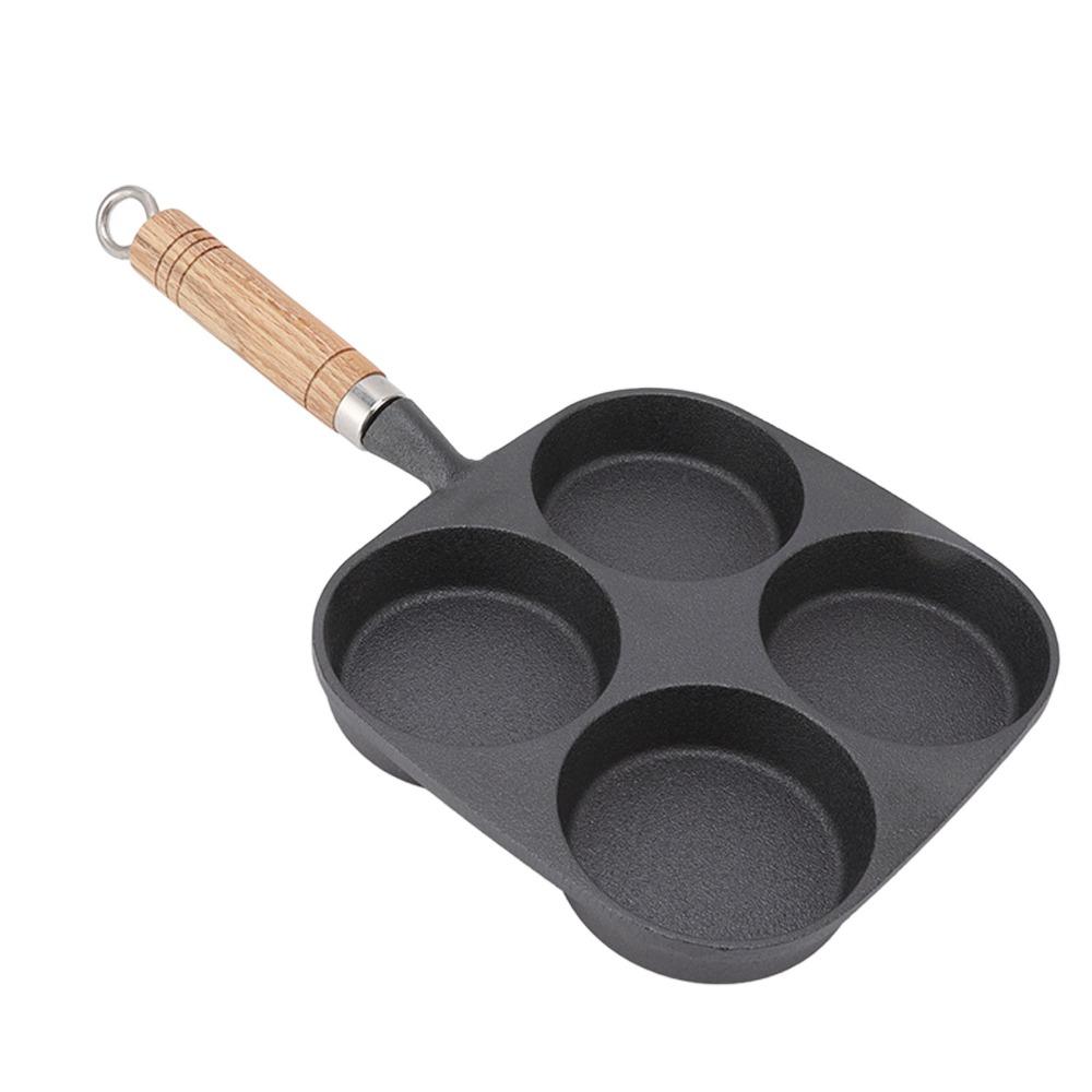 Wooden Handle Cast Iron Skillet Cast Iron Omelet Pan Heavy Duty Egg Frying Pan Eggs