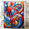 Colorful Geometric Shower Curtain for Bathroom Decor Modern Blue Red Yellow Black White 3D Printed Waterproof Fabric