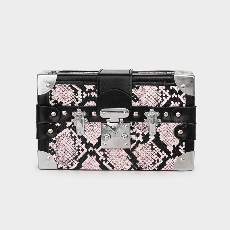 

Bags bags women s bags 2025 new European and American fashion snake pattern shoulder bag ins Internet celebrity messenger retro box bag рожевий