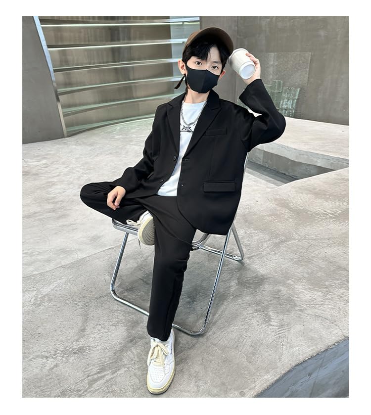 Suit for Formal Long Jacket and for School Entrance DYH014 Black [TYYRBMG] Boys, Suit, Setup, Sleeve, 2-Piece Set, Pants, Ceremonies, Recitals,