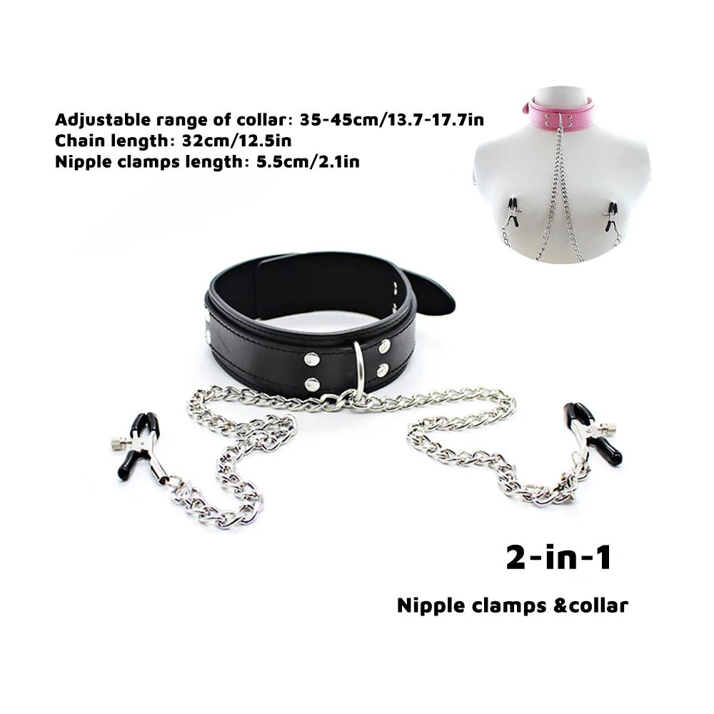 Nipple Clamps Clips Mouth Plugs Collars Choker Vagina Clip Bondage Set Kink Fetish Erotic Flirting for Woman Adult Sex Toys