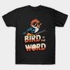 Men Black Print T-shirt Bird Is The Word No-Cut Transfer Paper Print Cotton Tshirt
