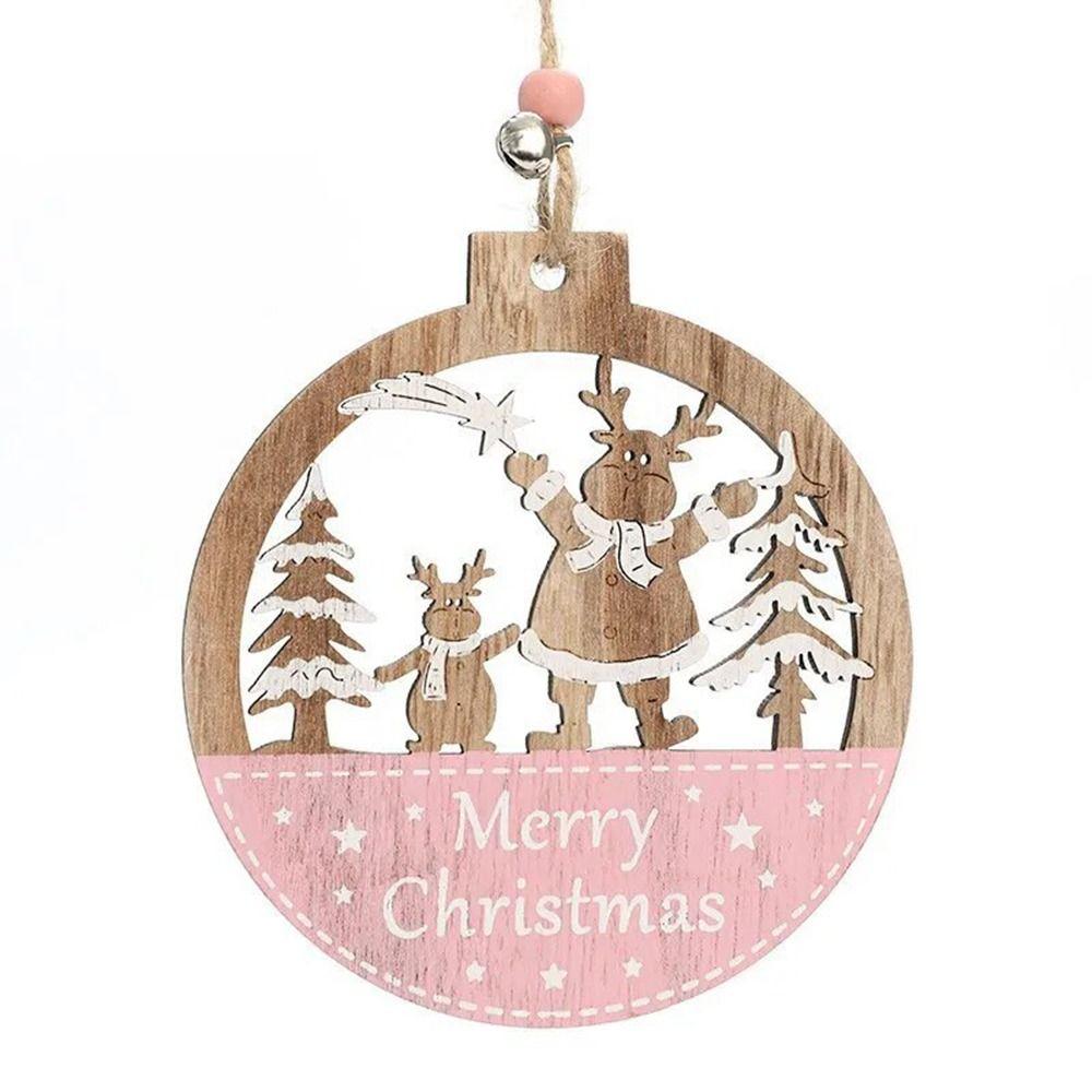 Wooden Xmas Tree Pendant Pentagrams Santa Claus Ornament Christmas Hanging Ornament Weddings