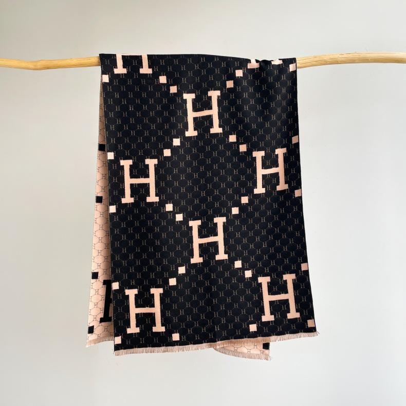 Korean-Style Houndstooth Faux Cashmere Scarf Shawl for Women - Thickened Double-Sided Winter Neck Warmer