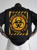 Graphic T-shirt - Funny Zombie Outbreak Response Design Back Print - Black Shirt with Biohazard Symbols - Lightweight Polyester Tee for Halloween