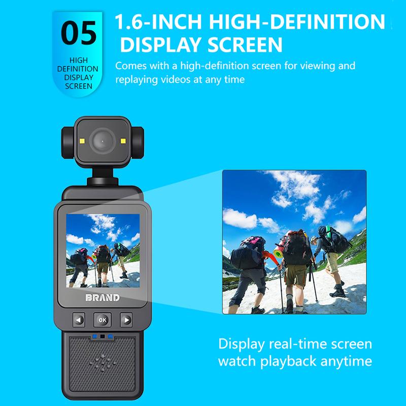 HD 1080P Mini Camera 360 ° Rotating Handheld Action Camera WiFi Sports Wearable Body Camera Travel Bicycle Driver Recorder Outdoor Motion Camera