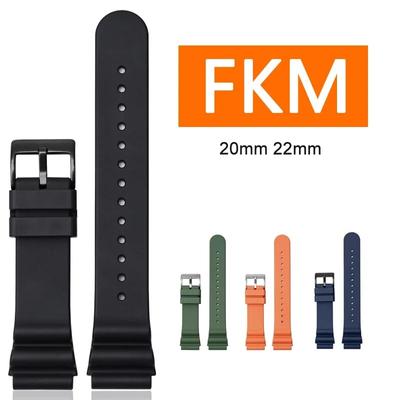 Fluorkautschukarmband für Seiko 20 mm 22 mm FKM-Uhrenarmband Edelstahlschnalle Wasserdicht Tauchen Männer Frauen Ersatzarmband