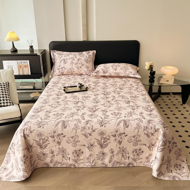 Vintage Style Floral Pattern 100% Cotton Bed Sheet Set Dark Color Flowers Luxurious Bedspread with Pillowcases Queen Bedding Set