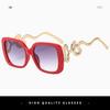 Fashion Double-headed Snake Metal Sunglasses - Large Frame, European & American Style, Internet Celebrity Trend