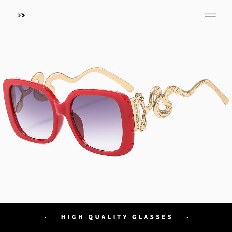 Fashion Double-headed Snake Metal Sunglasses - Large Frame, European & American Style, Internet Celebrity Trend