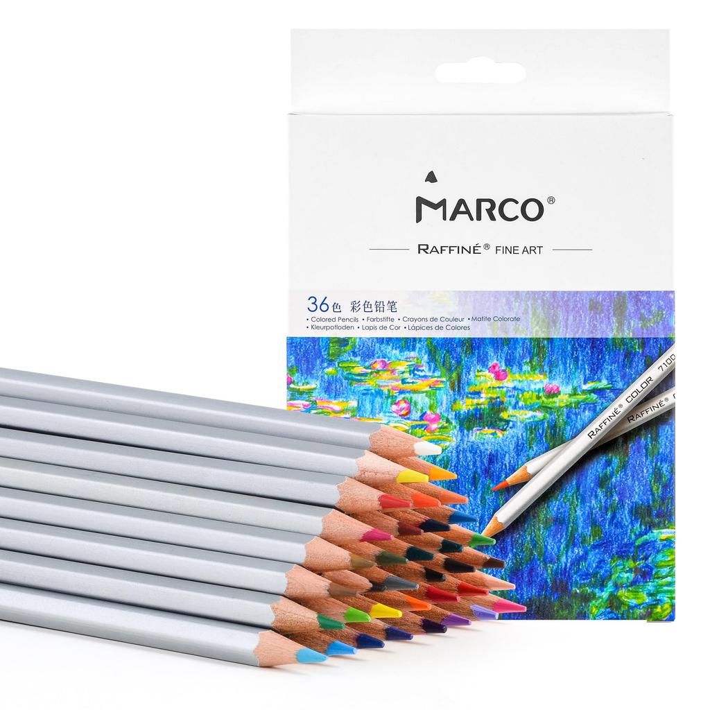 Marco Colored Pencils, 36-Color Set, Hexagonal Shaft, Oil-Based Colored Pencils, Colored Pencils, Beginners, Colored Pencils, Wooden Colored Pencils,