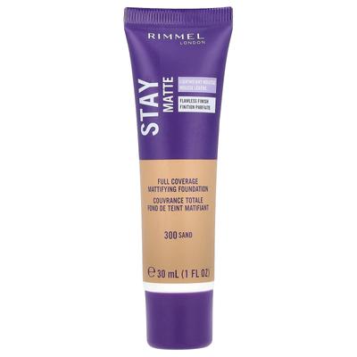 Rimmel London, Stay Matte, Mattierende Foundation mit voller Deckkraft, 300 Sand, 1 fl oz (30 ml)