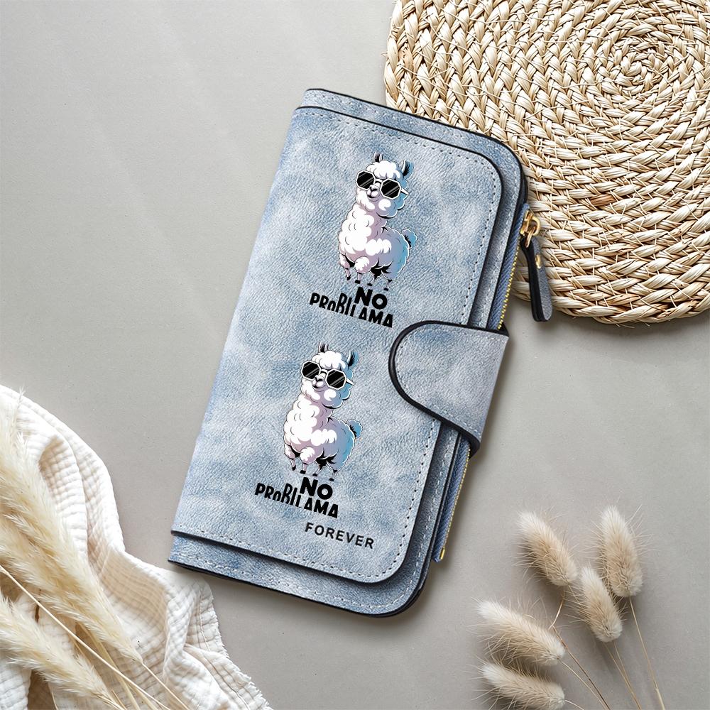 Cute Llama Print Long Wallet Fashionable Card Holder Portable Purse for Daily Use