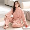 1011 New Coral Fleece Pajamas Women's Winter Three-layer Cotton-padded Fleece Thickened Autumn and Winter Zipper Loungewear