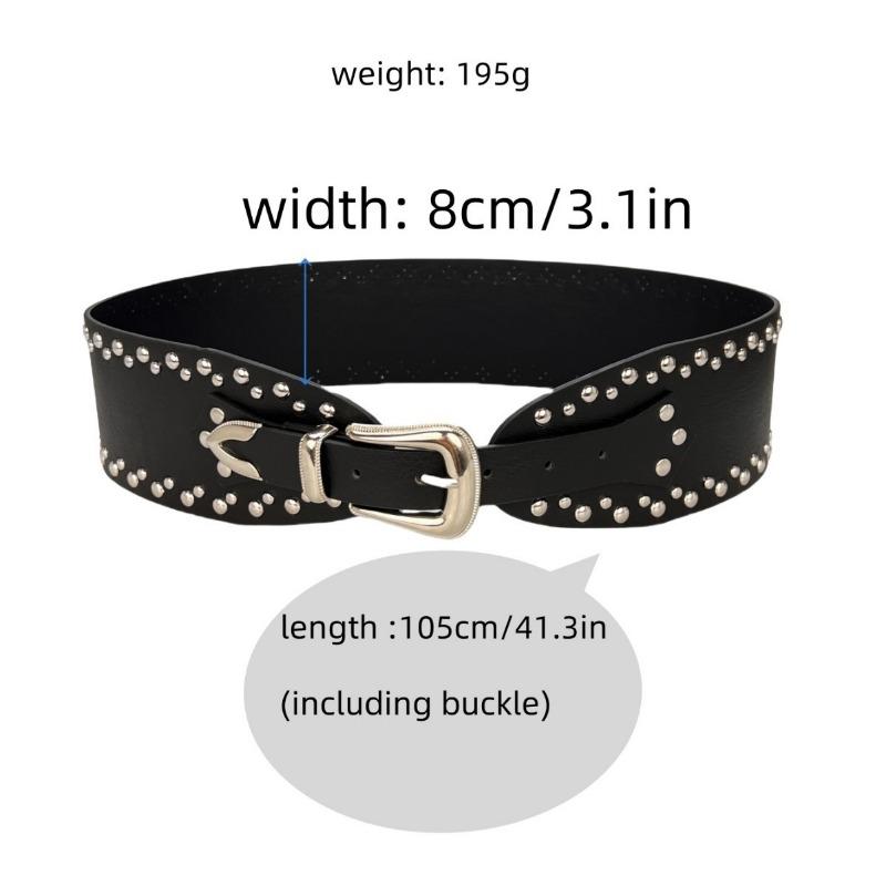 1pcs Wide Rivet Punk Vintage Alloy Belt Fashionable Versatile Unique Girl Belt Clothing and Decoration Supplies Photo Props