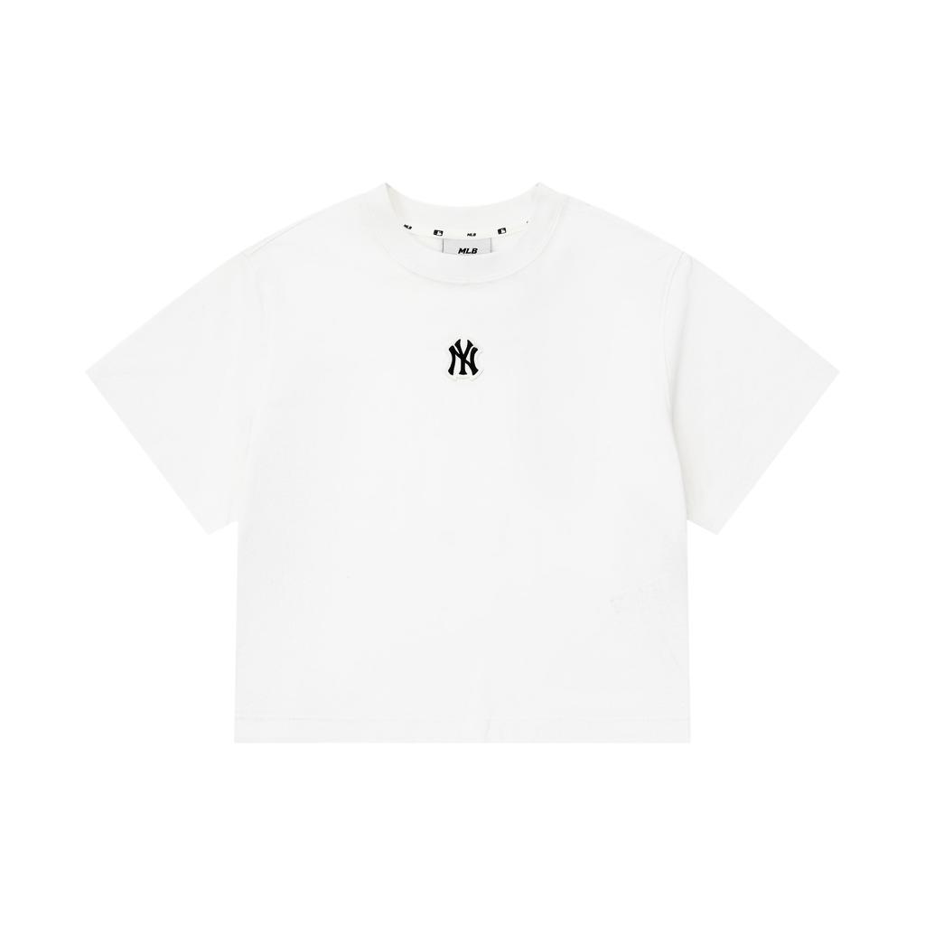 MLB New York Yankees Letter Stickerei Druck Pullover Kurzarm Sommer Atmungsaktives T-Shirt Damen T-Shirt Elfenbein 3FTSB0733-50IVS