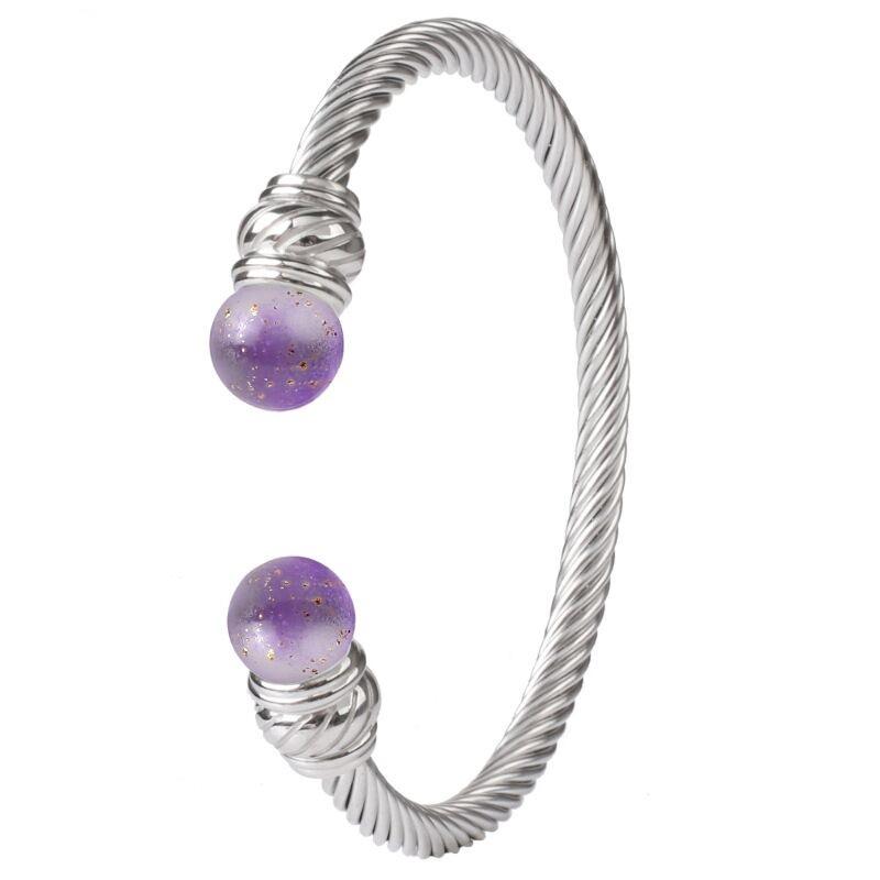 Hot Titanium Steel Cable Cuff Bracelet Zircon Fashion Bangle Jewelry Fine Wristband Accessories Hand Ornament