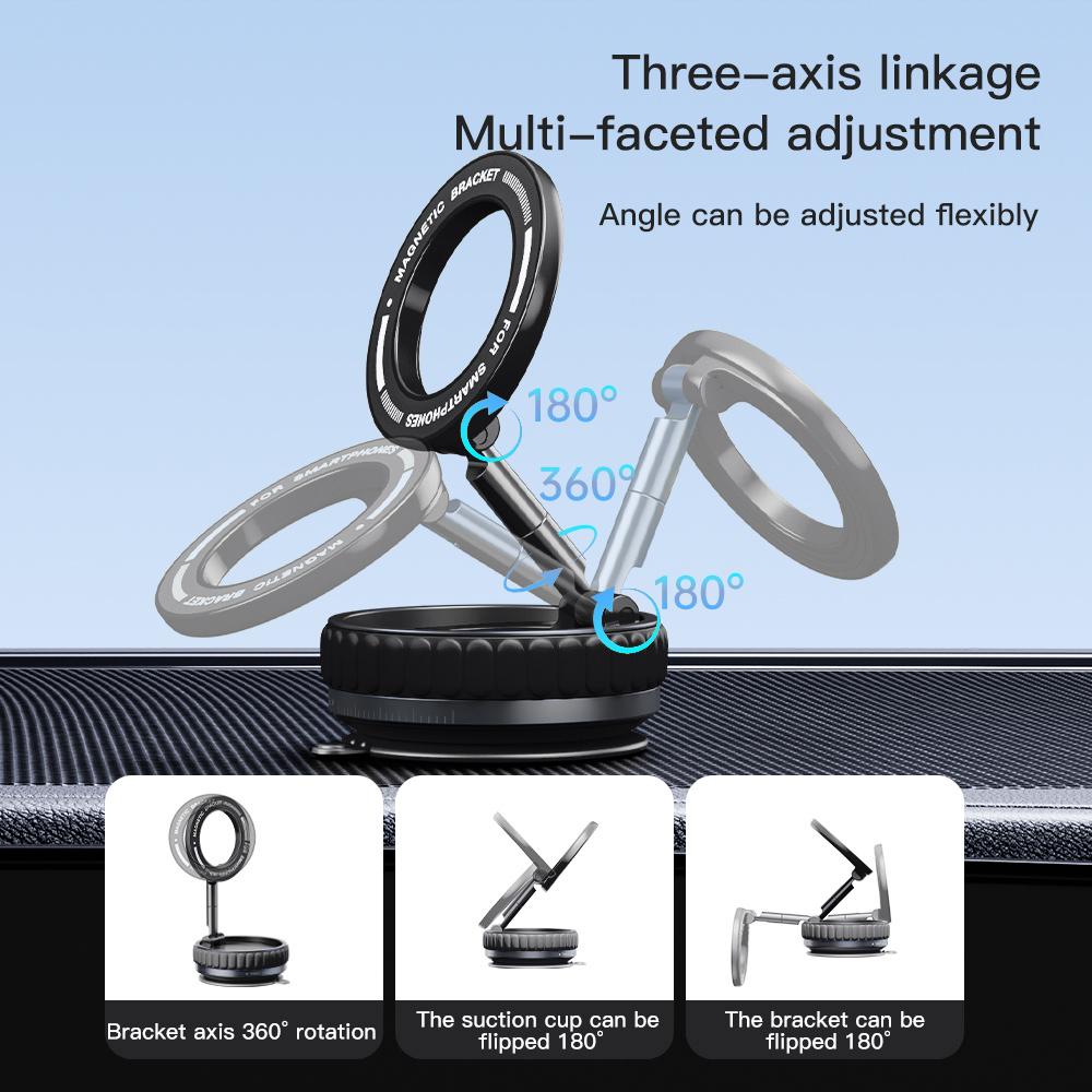 Car Vacuum Strong Magnetic Holder Foldable Suction Stand Adjustable Rotatable Mounts Motorcycle Phone Holder For iphone Samsung