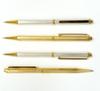 Brass Hexagonal Rotating Engraved Ballpoint Pen and Mechanical Pencil Premium Two-Pack Set, Silver, Boxed, K7-6KS-2-S