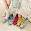 Retro Ballet Flat Bottom Red Light Mouth Single Shoes Women's New Suede Gentle Soft Sole Doudou Shoes One Pedal Ladyshoes