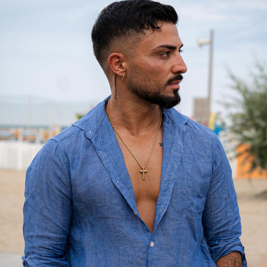 Gold Chain Cross 60cm Christian Crucifix [SERASAR] Men's - Men's