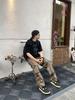 Unisex Retro Camouflage Distressed Work Pants - Straight Leg, Loose-Fit Outdoor Casual Wear