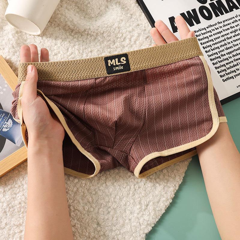 Mens Panties Cotton Boxer Shorts Fashion  Breathable Mid Waist Underwear Cueca U Bulge Pouch Sexy Underpants