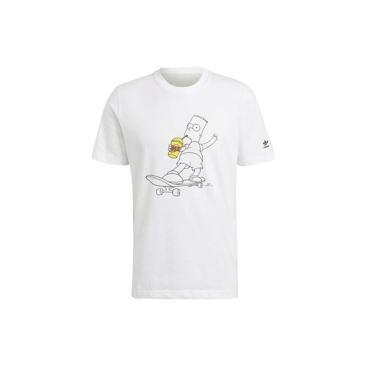 adidas originals x The Simpsons Crossover Cartoon Printing Round Neck Short Sleeve White Men s HA5811