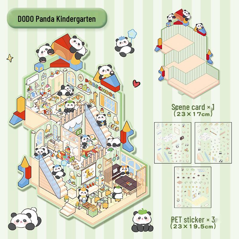 3D Kabin Peyzaj Çıkartmaları: Büyük Kendin Yap Kore Minyatür Sahnesi, Sevimli Saklama Dekorasyonu.