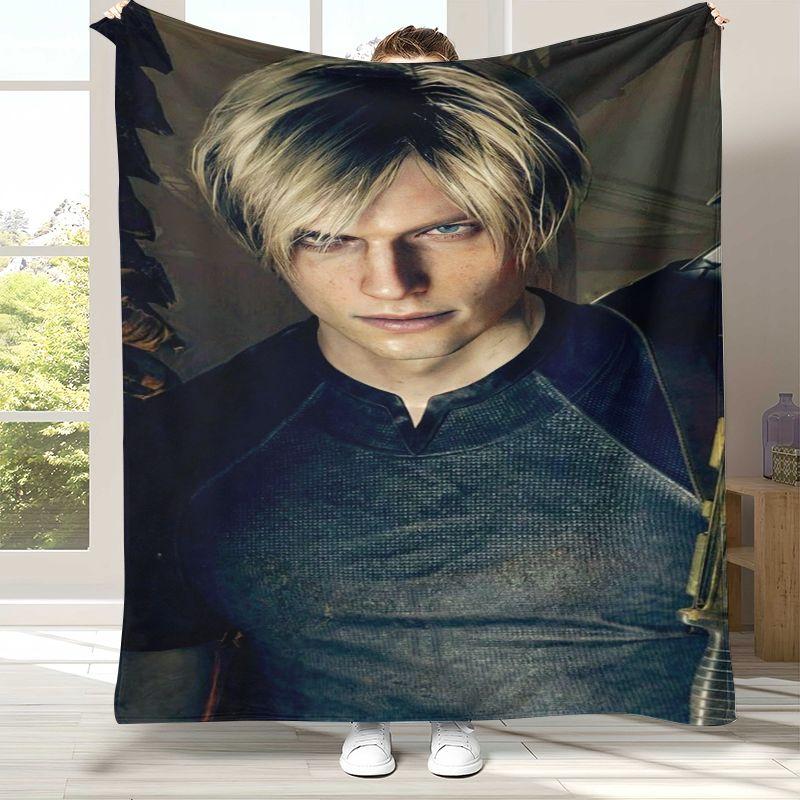 Classic R-Resident Evil Leon Game Flannel Blanket,Ultra Soft Warm Plush Throw for Home Bedroom Bed Sofa Cover Office Picnic