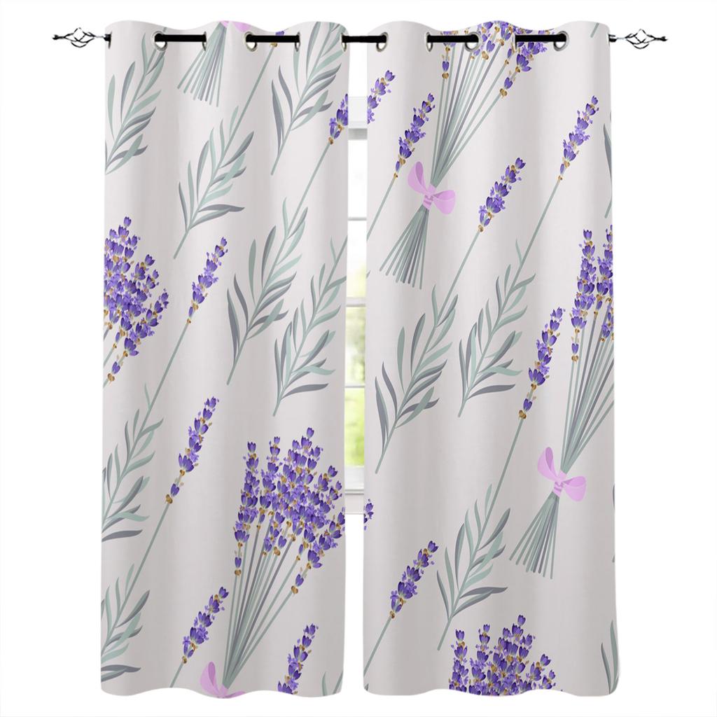 Purple Lavender Flowers Window Curtain For Living Room Bedroom Home Decor Kitchen For Window Drapes