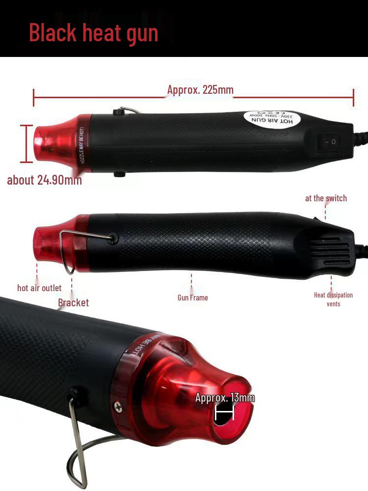220V Flat Plug Heat Gun for Polymer Clay, Rubber Stamp Embossing, Heat Shrink Sheets, and DIY Crafting