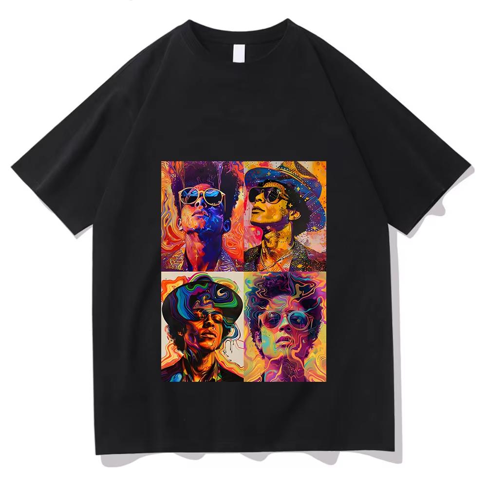 

Pop Bruno Mars Tshirt Graphic Printing Classic Trend pure Cotton Teeshirt Summer Short Sleeve Punk Tshirt Soft Couple Outfits S