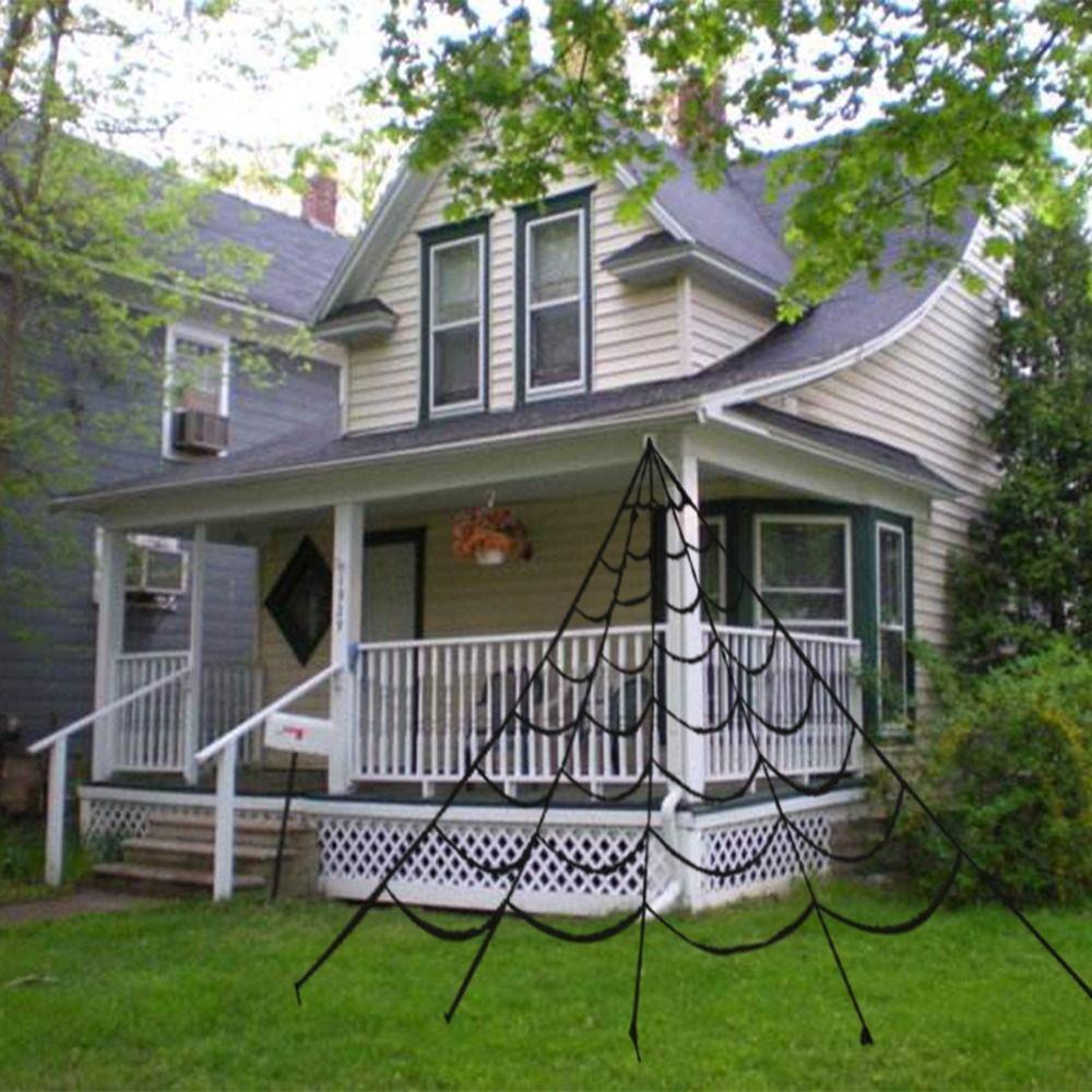 5M/7M Halloween Triangle Spider Web Extra Large Giant Spider Web Scary Lawn Spider Web Indoor