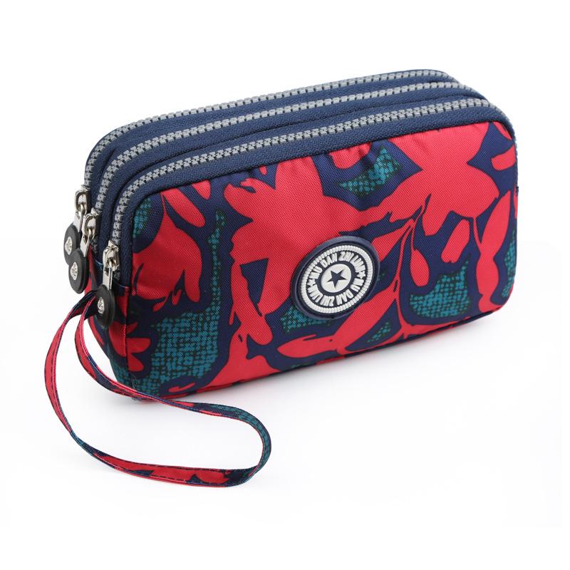 Waschbare Denim Damen Mehrfachfach-Clutch: Münz-, Make-up- und Handyaufbewahrung.