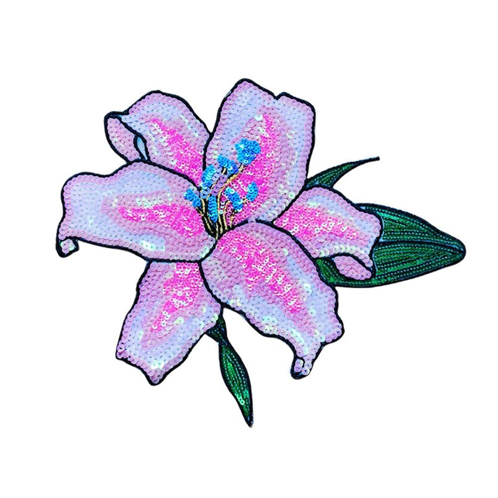 High Quality Large Size Flower Patch Shining Sequins Glitter Embroidery Iron on Patch Applique Patch For Clothes DIY Applique