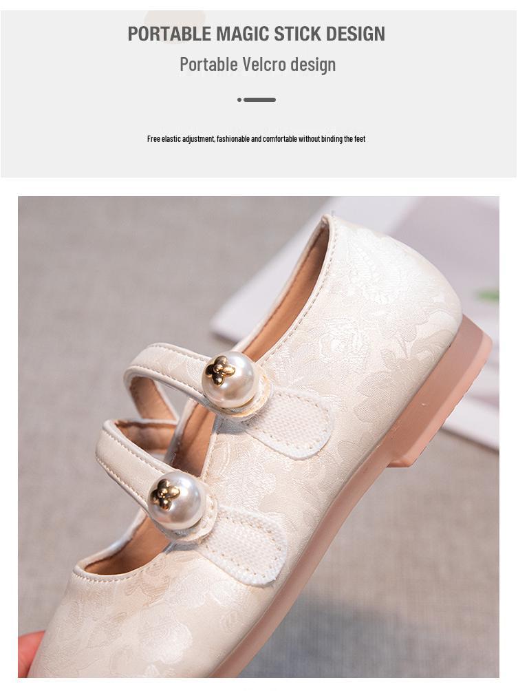 Girls' Chinese Style Soft Sole Leather Loafers - Spring 2026 Princess Flats for Medium & Large Children.