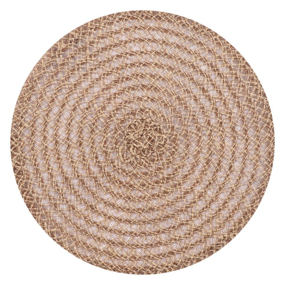 4 Pieces Durable Woven Natural Jute Place Mat Non-Slip Round Dish Mat Heat Insulation Wear-resistant Pot Mat Banquet