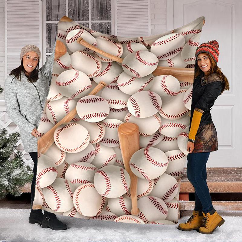 Baseball Theme Printed Blanket - Perfect for Couch, Bed, Travel & Outdoor Use | Machine Washable, Cozy & Durable.