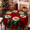 Christmas Table Cloth Red And Green Flower And Leaf Print, Waterproof And Oil-Proof Household Table Cover Cloth, Party Decorative Tablecloth